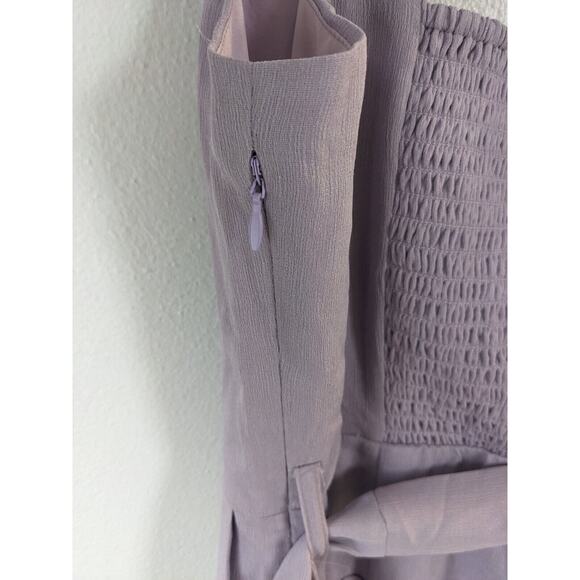 Superdown Size Small Gloria Flutter Smocked Jumpsuit Lilac Purple Belted Pockets - Picture 14 of 16